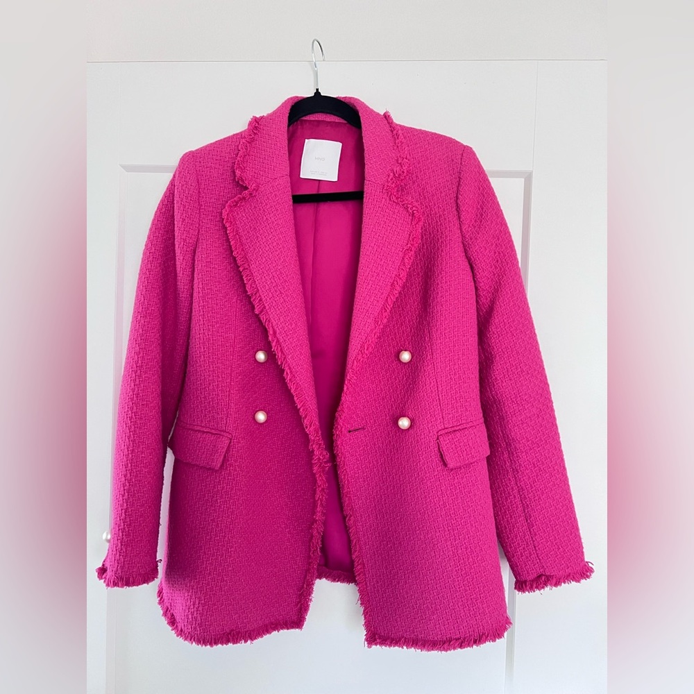 Mango Fuchsia Textured Blazer